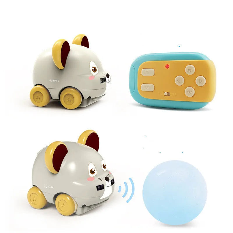 Electric remote control children's car toy in grey with handle remote