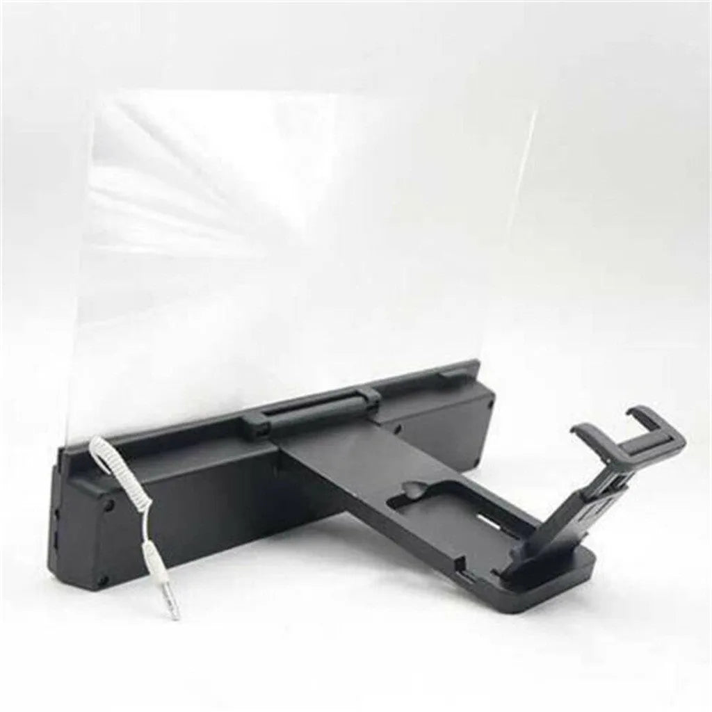 12-inch mobile phone screen amplifier with flexible gooseneck stand and integrated speakers