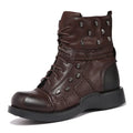 British personalized punk Martin boots for men in black first layer cowhide leather solid colour