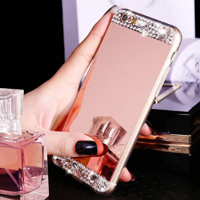 Rhinestone detailing on a gold silicone back cover for Huawei mobile phones
