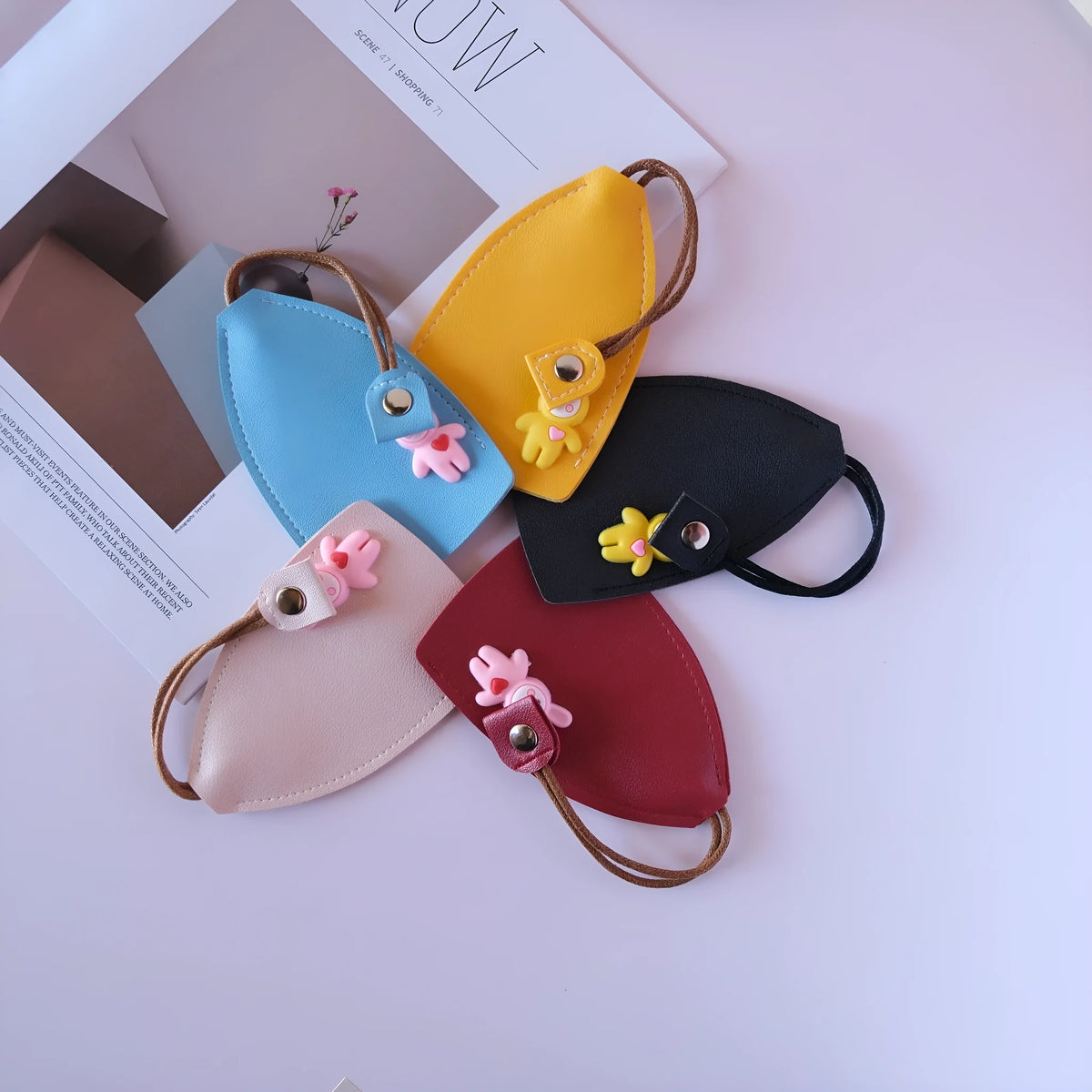 Universal large capacity car key case in PU material with anti-theft storage for multiple keys and cards in various colours