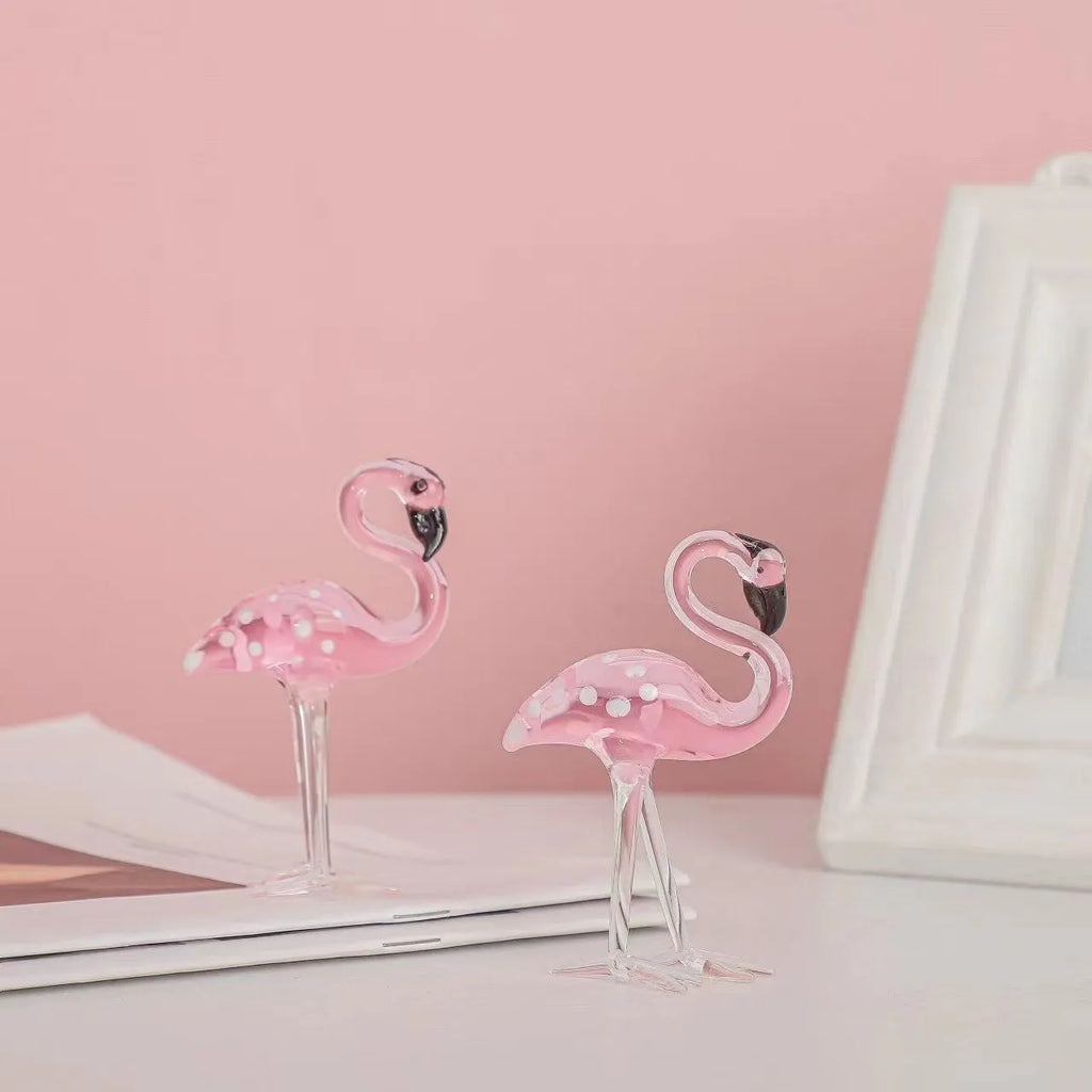 Pink flamingo crystal decorative ornament for home hall table display in modern simple style
