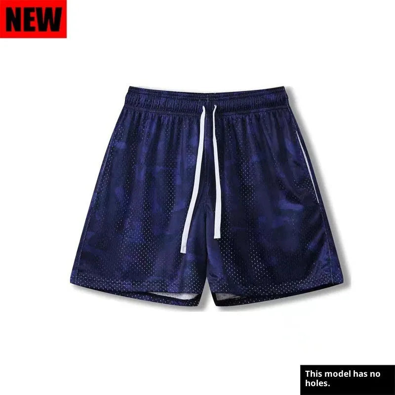 Casual fitness muscle sports shorts in green, loose fit, breathable cotton blend, for running or cycling