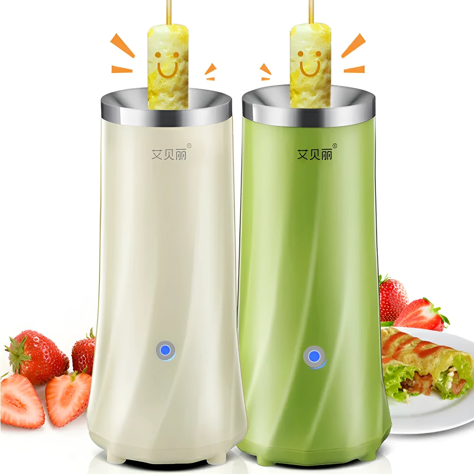 Beige white multifunctional mini breakfast machine with compact design for automatic breakfast preparation