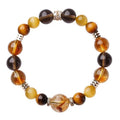 Yellow tower geometry tiger-eye crystal bracelet in 10mm and 12mm unisex sizes.