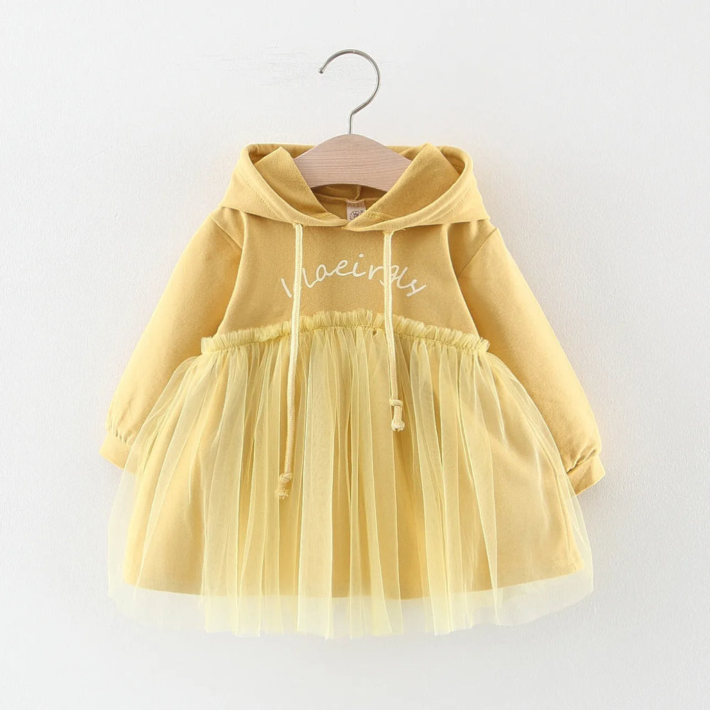 Girls baby dress and skirt set in pink and yellow, cotton blend, sizes 70-100cm available