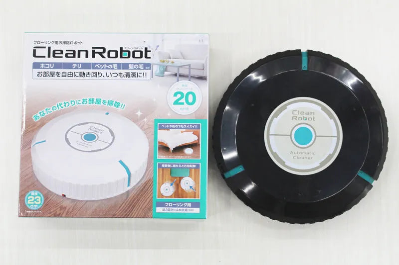AC automatic sweeping robot vacuum cleaner for carpets and hard floors in black or white colour.