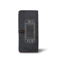 Black felt pouch case for Nintendo Switch showing game card slots and double-layer storage design