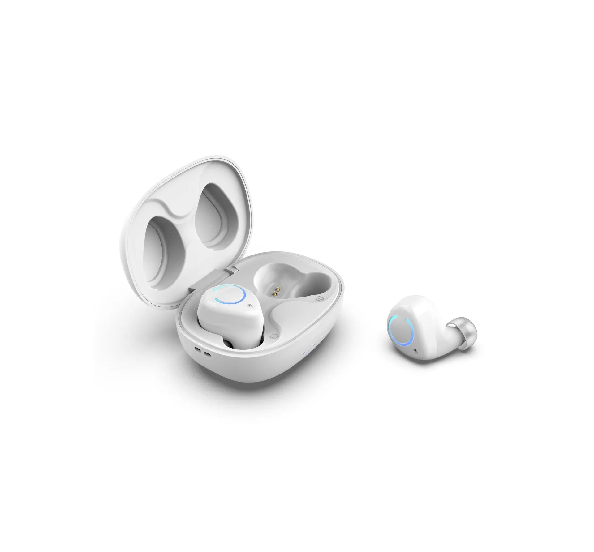 M18 true wireless stereo in-ear headset in black and white colour options with charging case