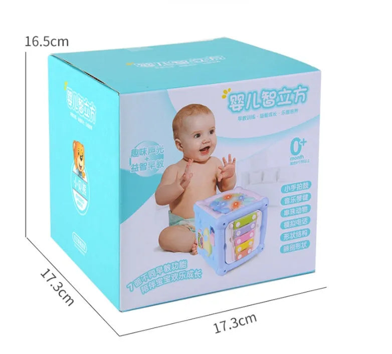 Drum baby early education toy plastic building blocks cube with music and sound 15.5 cm