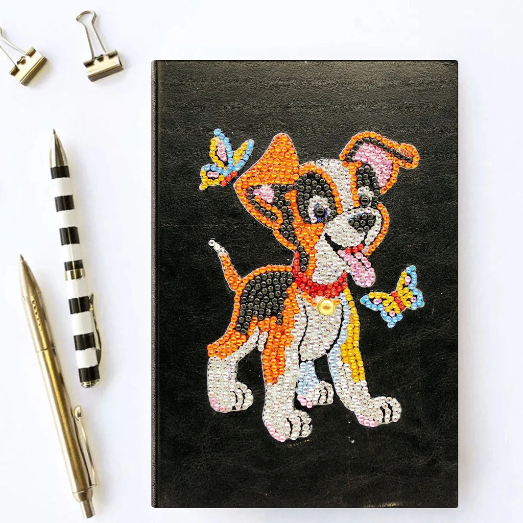 A5 black diamond painting notebook with hardcover, 50 pages, and dimensions 142x207x8mm