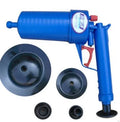 Air Power Drain Blaster Gun high-pressure plunger with four coloured adaptors for sinks and toilets