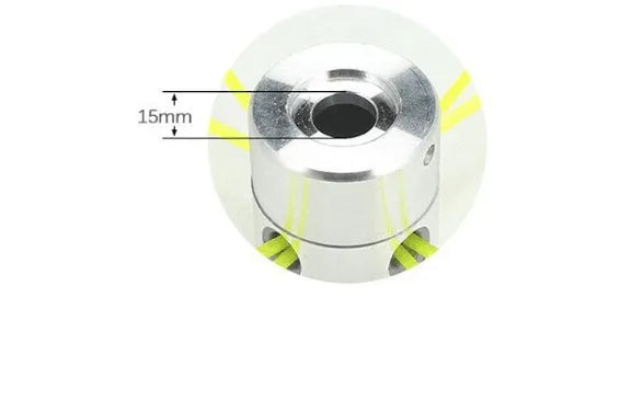 Silver aluminium grass head with four light yellow square grass rope strands and installation wrench