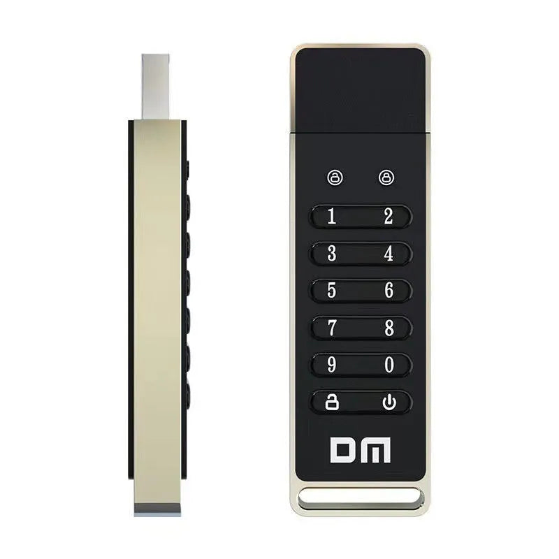 64GB metal fingerprint encrypted USB flash drive showing USB 3.0 connector.