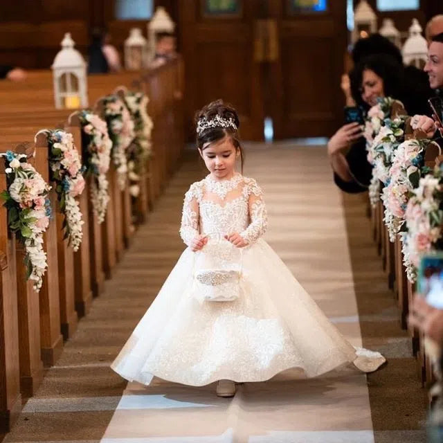 Ivory white princess dress with bow and tulle tutu skirt for girls