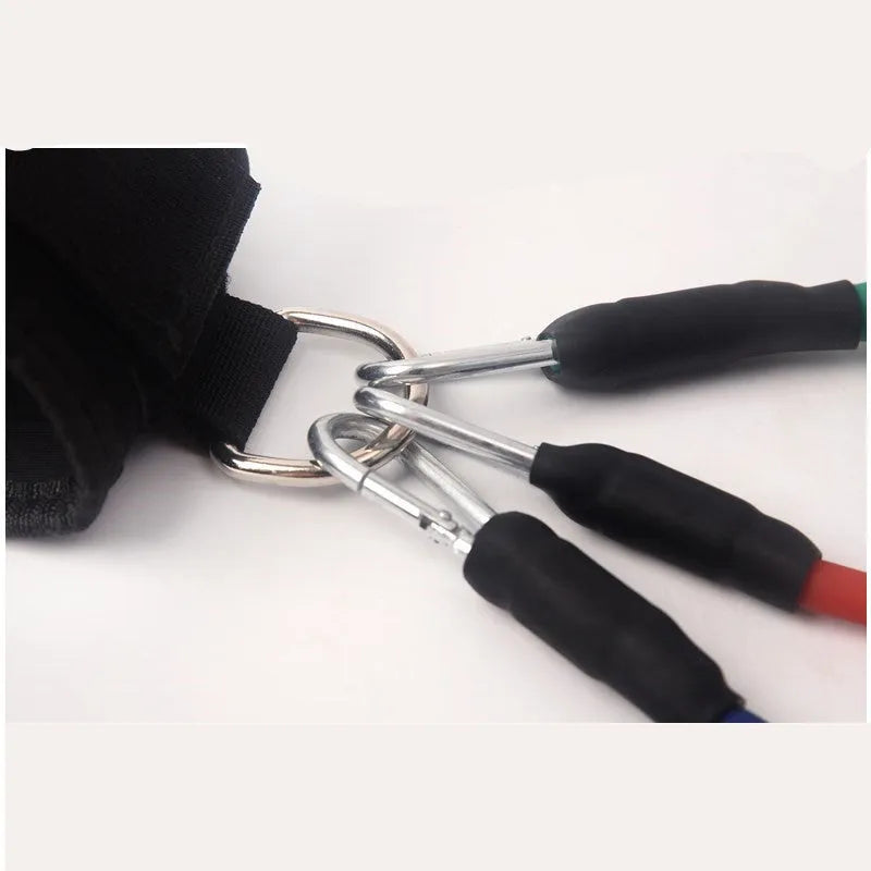 Black taekwondo training pull rope set for explosive leg force development