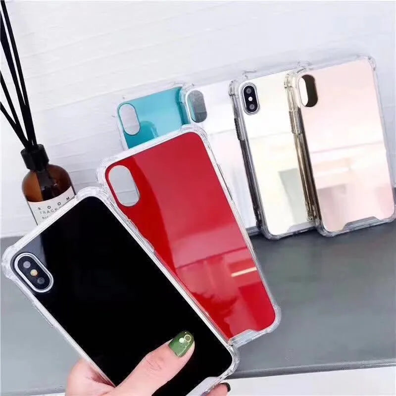 Clear mirror finish TPU protective case for iPhone on a table