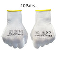 White PU coated labour gloves showing palm coating and 24cm length