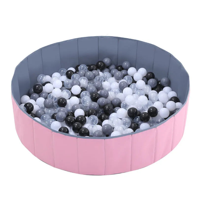 Large kids foldable indoor ball pit pool in Oxford cloth, 100x30cm, blue colour, set up in a playroom