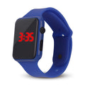 Square LED digital kids watch with luminous display in plastic case, available in multiple colours