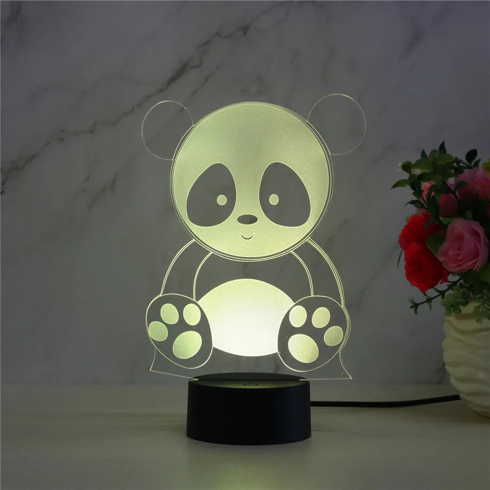Panda night light with seven colour changing modes and remote control on ABS base