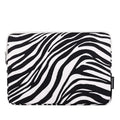 Zebra pattern polyester laptop protective sleeve in black and white, digital notebook cover