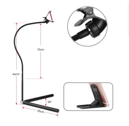 Universal mobile phone bed bracket holder in black or white for hands-free bedside viewing