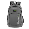 Nylon fashion backpack in blue showing dual shoulder straps, front zip, and multiple organisational compartments.