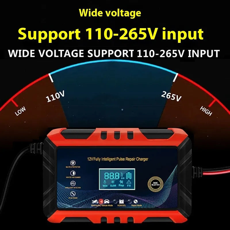 12V 6A automobile battery charger with US plug in red, part of RX-04 series