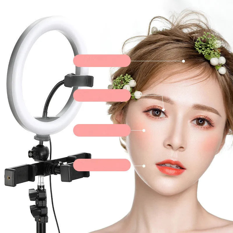10-inch ring selfie beautifying light with 19cm metal bracket stand for smartphone photography