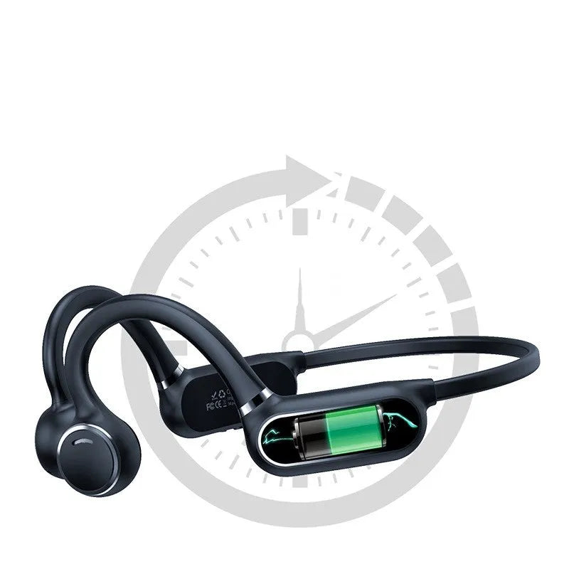 Black or white air conduction Bluetooth wireless earphones with ear-hook design and touch controls