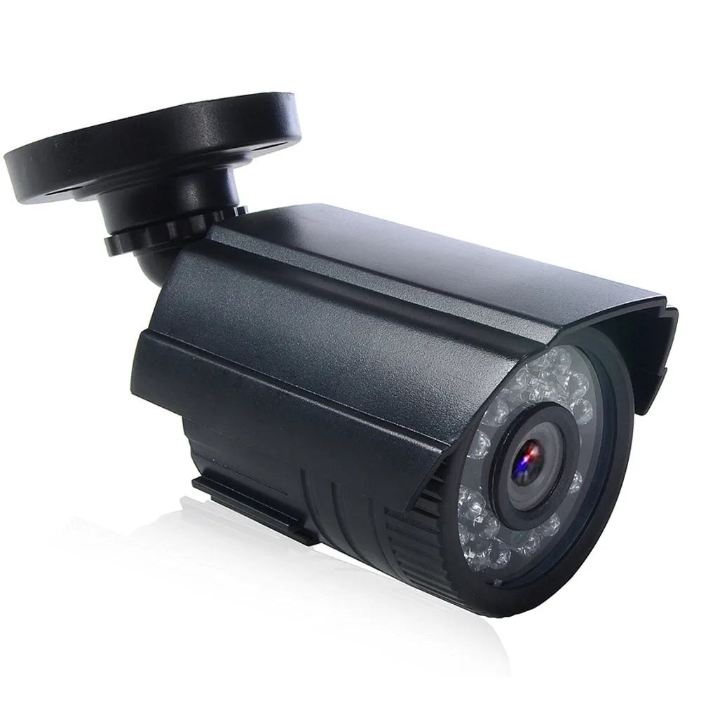 Black AHD waterproof outdoor surveillance camera with infrared LEDs around the lens.