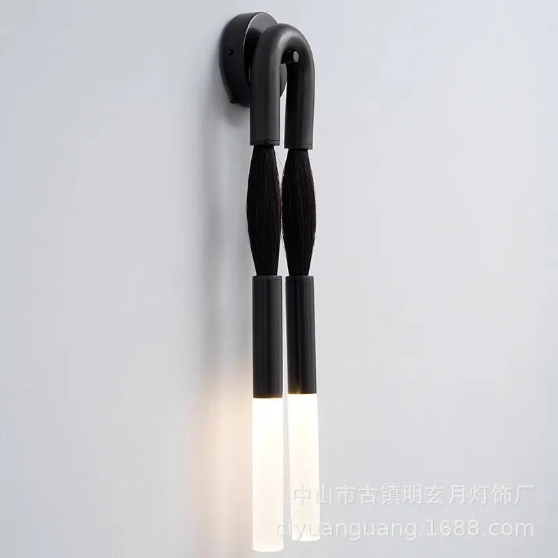 Horse hair wall chandelier with iron body in black modern simplicity style