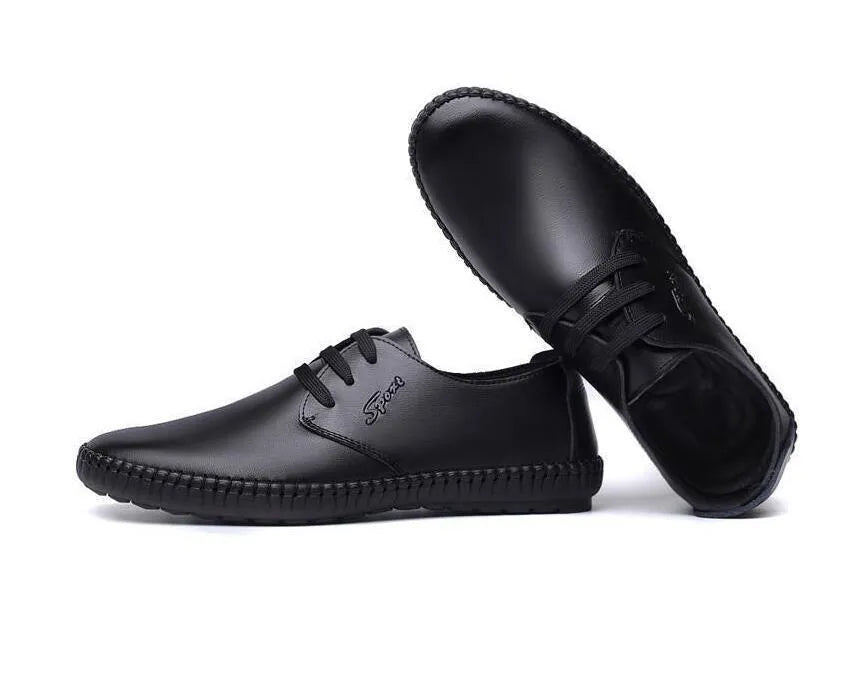 New strap mans casual shoes with solid pattern, PU upper, available in black and brown