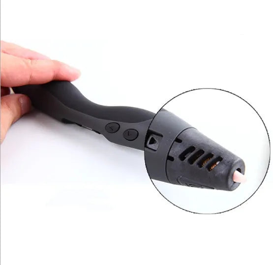 Plastic 3D printing pen in black, 180mm length, for freehand drawing and graffiti