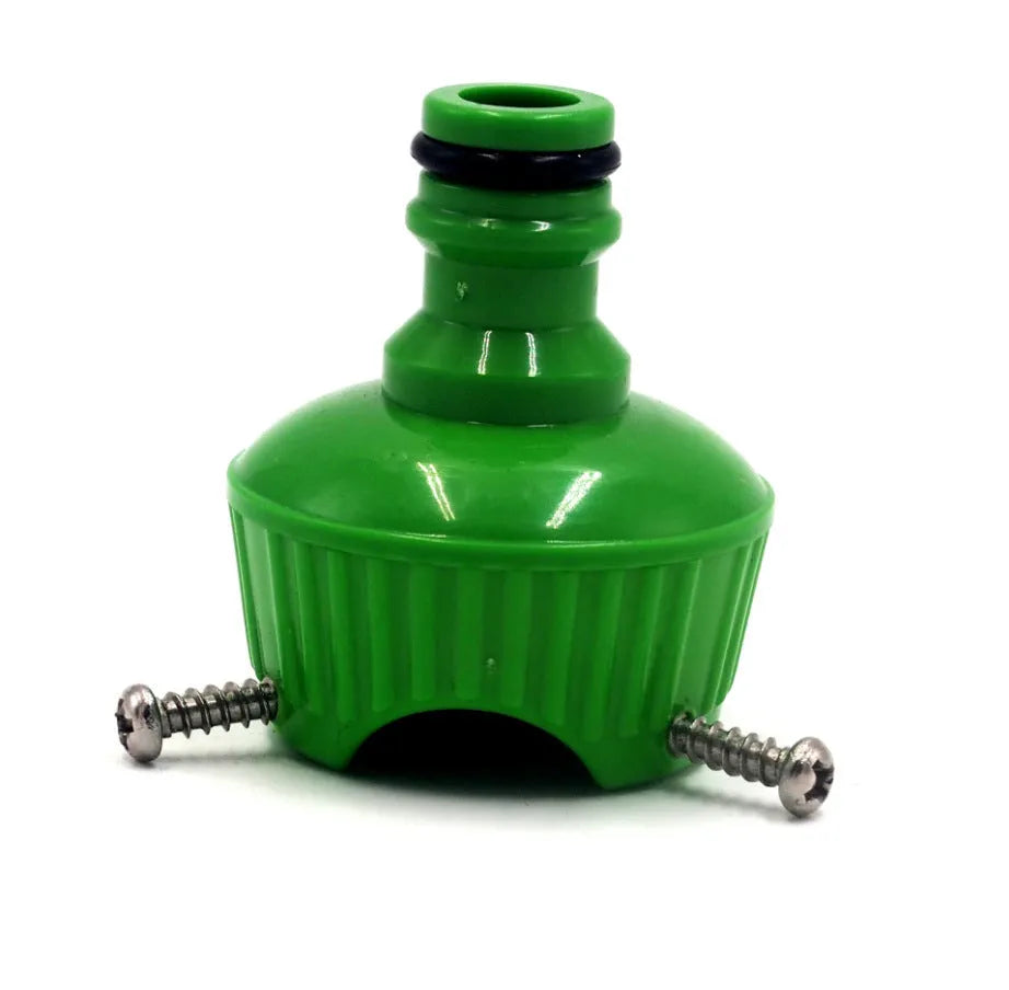 Garden telescopic hose sprinkler with ABS gun head extended on a lawn