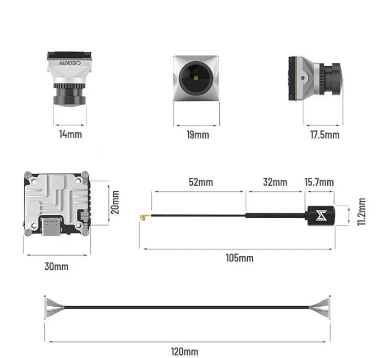 Caddx ADAPTS DJI FPV Digital Transmission Kit with silver Vista unit, screws, spacers, and wires.
