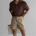Cotton loose fit sports shorts in black, white, and khaki colours for summer wear