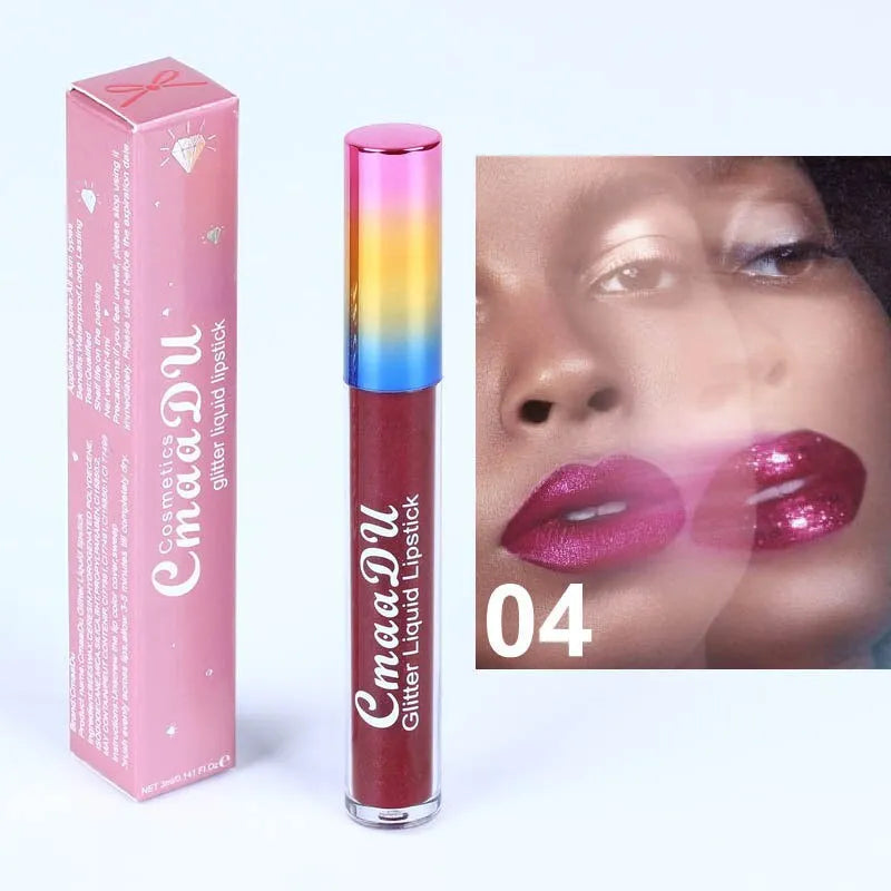 Symphony Shiny Matte Metal Lip Gloss Lipstick 4mL in six colour options 01-06 with mineral formula
