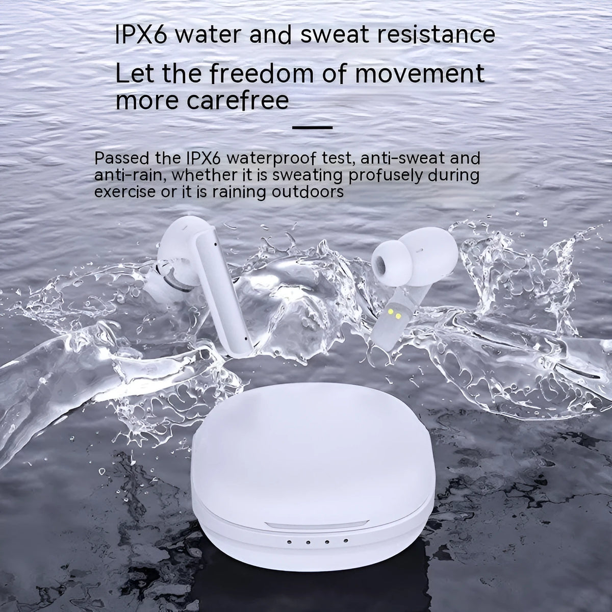 Wireless Bluetooth earphone in-ear metal build black or milky white with charging case data cable manual