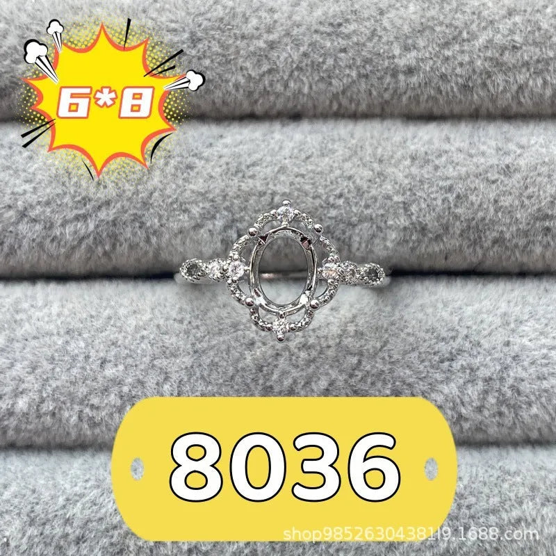 Oval denier ring with 6*8 stone, open mouth setting and star detail in Korean style