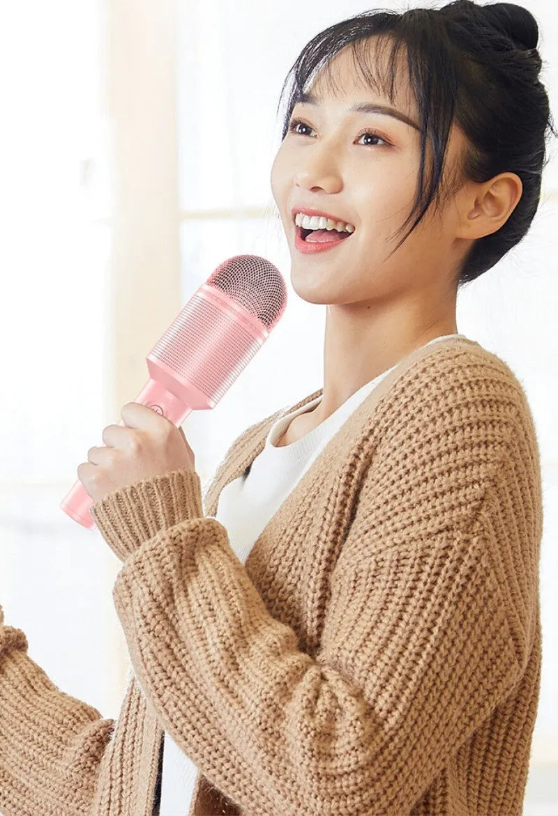 Karaoke microphone with wireless Bluetooth in pink, blue or green colours