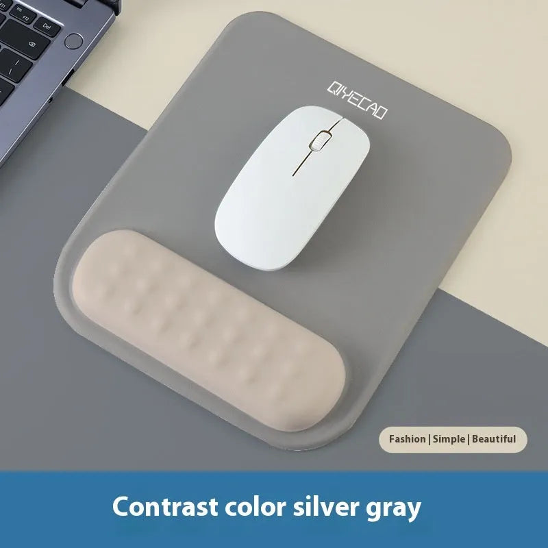 Ergonomic cloth silicone mouse pad with wrist rest in multiple colour options.