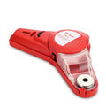 Red portable infrared laser level tool with punching and woodworking line functions on a white background.
