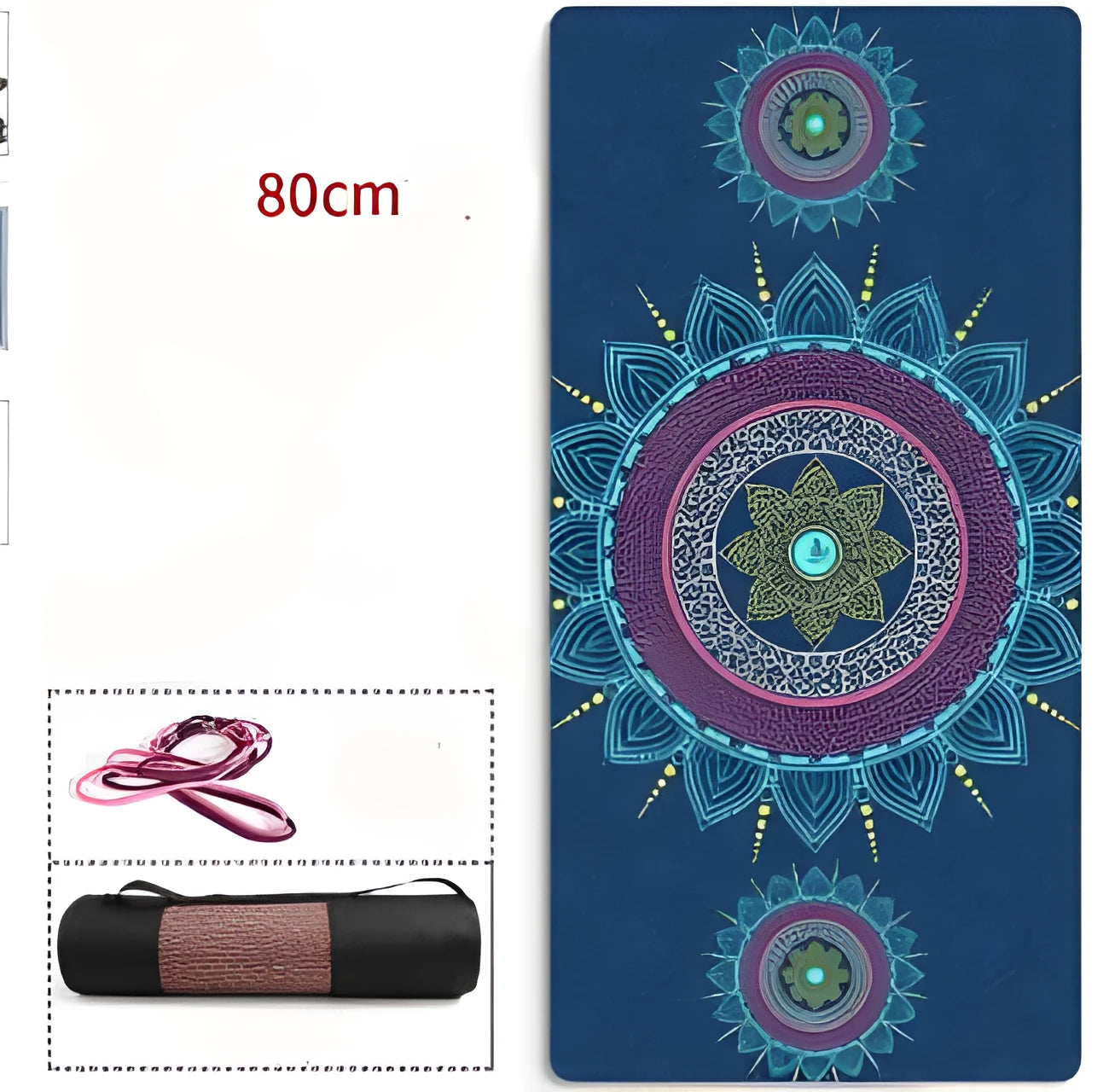 Non-slip yoga mat with TPE suede surface and geometric pattern, 183x80cm, 6mm thick