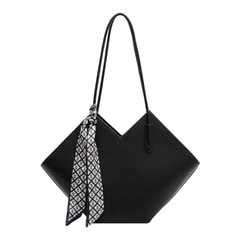 Large brown PU leather women's shoulder bag with square shape and top handle.