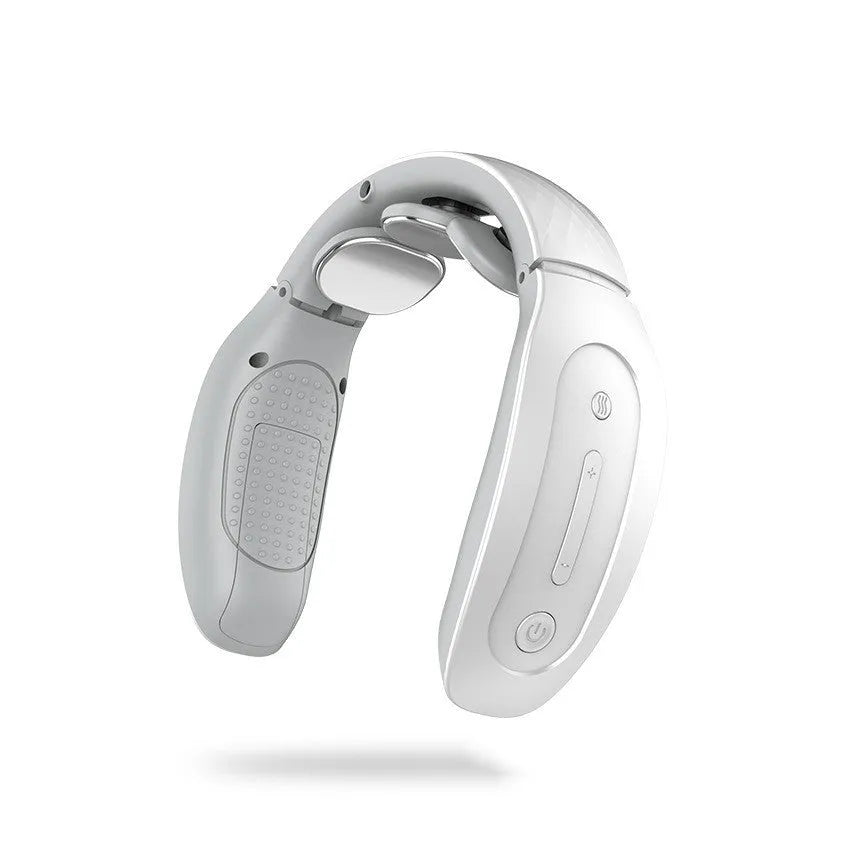Small red or white handheld intelligent cervical massager with battery and computer controls.
