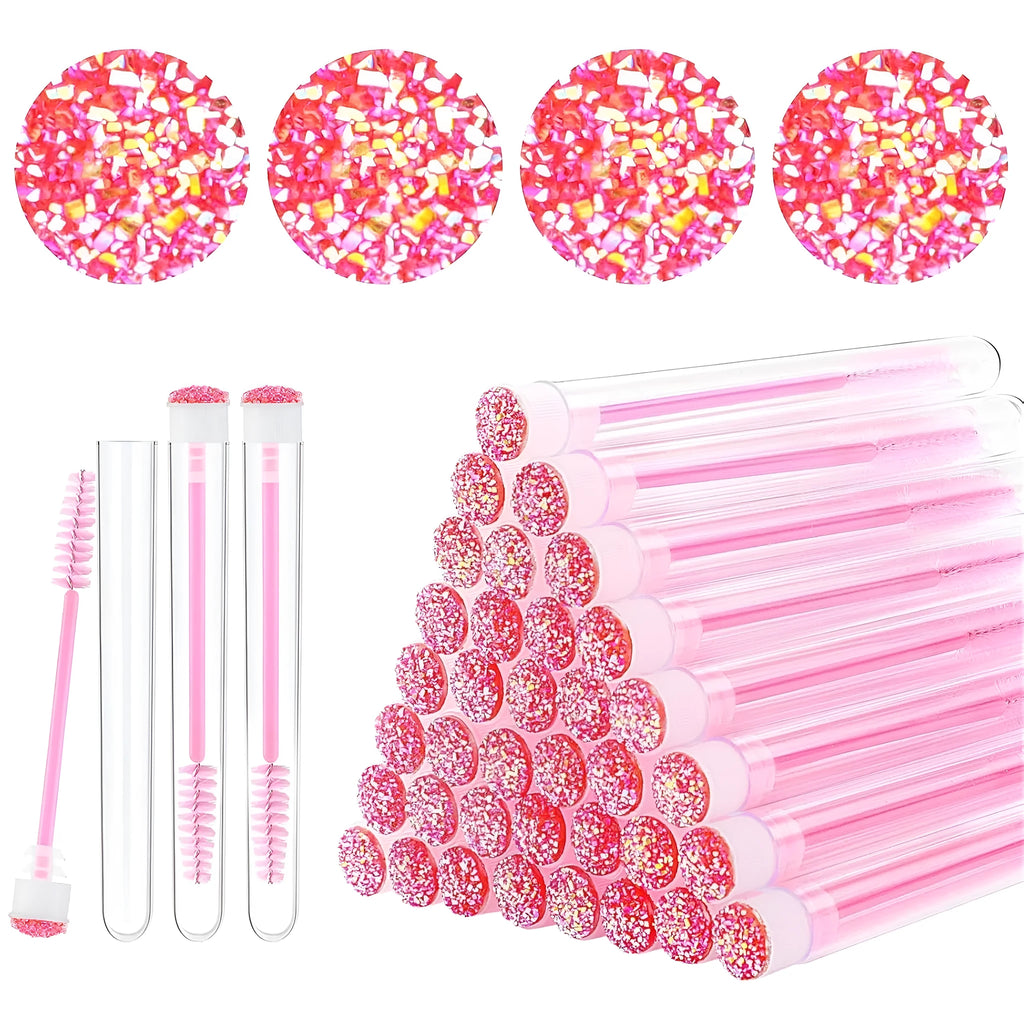 Disposable eyelash brushes in protective tubes with bendable heads for mascara and lash extensions