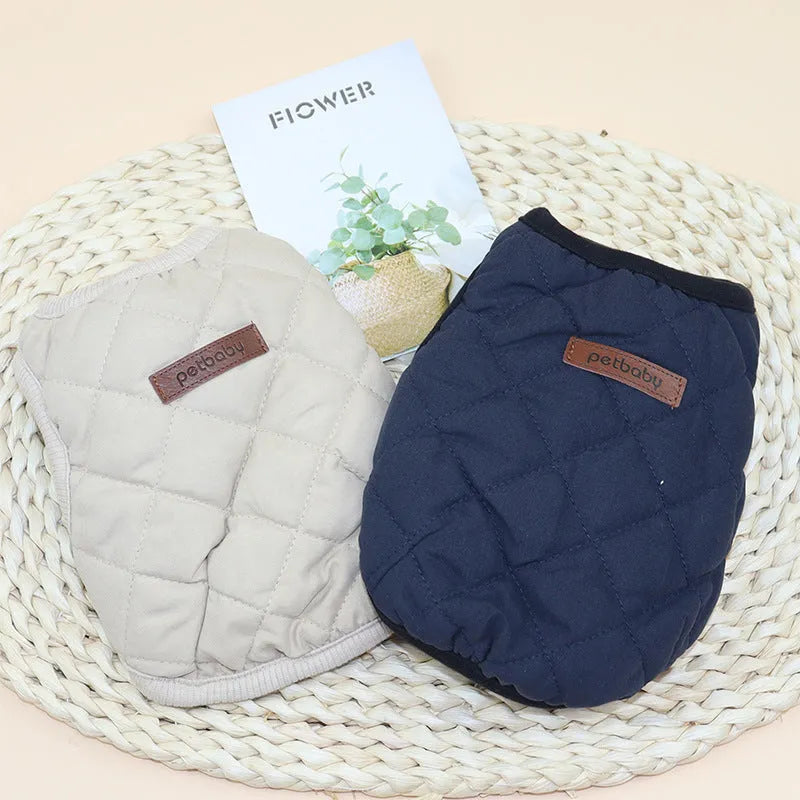Cotton sleeveless dog vest in Apricot, Blue or Red, sizes XS to XXL with 20-45cm back length