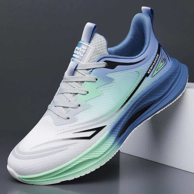 Men's low-top casual shoes in woven mesh with round toe and rubber sole, shown in grey green colour.